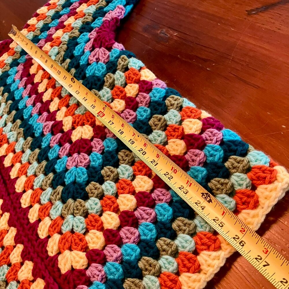 Cardigan Sweater Multicolor Handmade Crochet with 2 Buttons Large - Picture 6 of 9